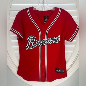 Atlanta Braves Majestic Stars & Stripes Red Jersey USA women’s small